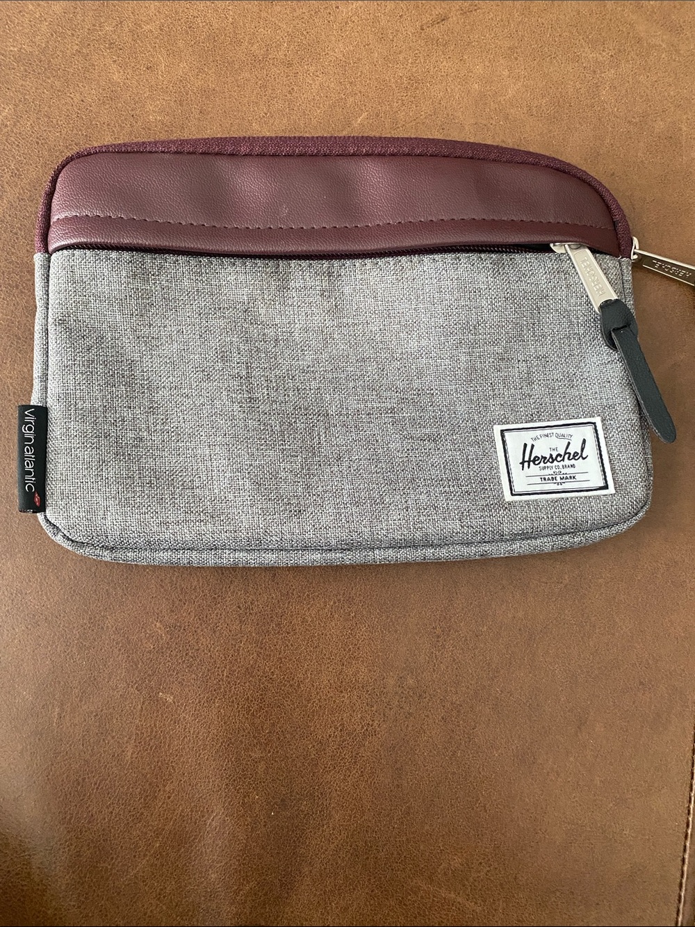 Herschel Supply Company Gray and Burgundy Toiletry Pouch